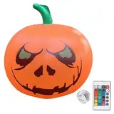 Tiiyee Aufblasbarer Halloween-Kürbis mit Integrierten LED-Lichtern, 16 Zoll Beleuchteter Kürbis, Gruselige Halloween-Hofdekoration, Halloween-Dekoration für Draußen und Drinnen (1)