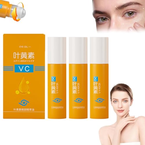 Lutein Eye Essence Oil, Vc Lutein Eye Essence Oil, straffendes Anti-Aging-Augenserum, Eye Serum Oil Solution Roller Ball, for Tränensäcke, Augenringe, Falten, feuchtigkeitsspendend, Hautpflege(3pcs)