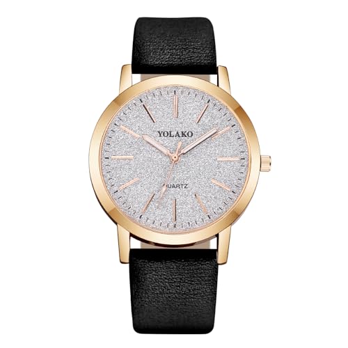 OFFCUP Damenuhr, Damen Analog Quarz Uhr mit Leder Armband, Uhren Damen Einfache Business Klassische Armbanduhr Lässig Quarzuhr Kleideruhr, 3 Zeiger, 39 mm Gehäusegröße -Schwarze