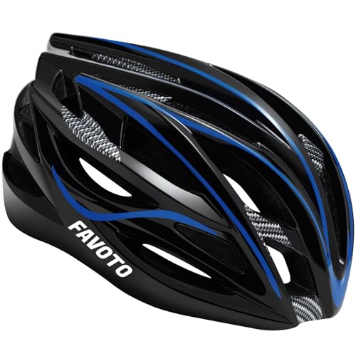 Favoto Fahrradhelm für Erwachsene Fahrrad Helmet mit Abnehmbarer Innenfutter Verstellbar Rennradhelm Rollerhelm Mountainbike MTB Helm für Herren Damen Schwarz-Blau L (58-61cm)