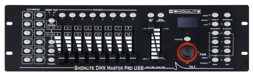 Showlite Master Pro 192 Kanal DMX Controller (zur professionellen Lichtsteuerung, USB Anschluss zur Datenspeicherung, max. 240 Szenespeicher, Midi-Input: 5-pol Standard Interface)