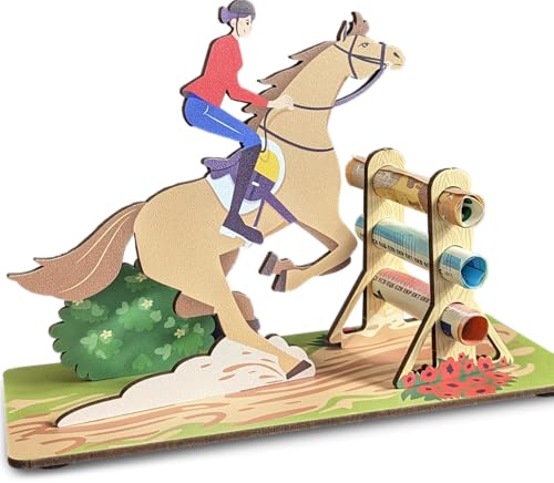 Reitsport - Pferdesport 3D-Holzkarte | Geldgeschenke, Geschenkkarte Für Pferdeliebhaber Zum Geburtstag, Gutschein Für Reitstunden, Pferdemotiv, Pferde Mädchen Geschenk, Reiterin