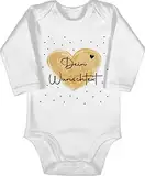 Baby Body langarm Mädchen Junge - Aufdruck selbst gestalten - Dein Wunschtext - 3/6 Monate - Weiß - süße strampler personalisierte paar babybodys personalisiertes baby-geschenk baby-geschenke