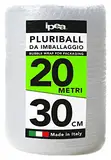 IPEA Luftpolsterfolie für Verpackung und Versand – Rolle 20 Meter x 30 cm – Made in Italy – Pluriball Luftblasen zum Schutz, Polsterung, Verpackung von Gegenständen im Transport – Reißfest