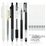 Neerow 6 Stück Gelstifte, Gelschreiber Schwarz mit 10 zusätzlichen Nachfüllminen, Schnelltrocknende Gel Pen 0.5mm für Schreiben Study Essentials Schul Sachen, Geschäft, Büro