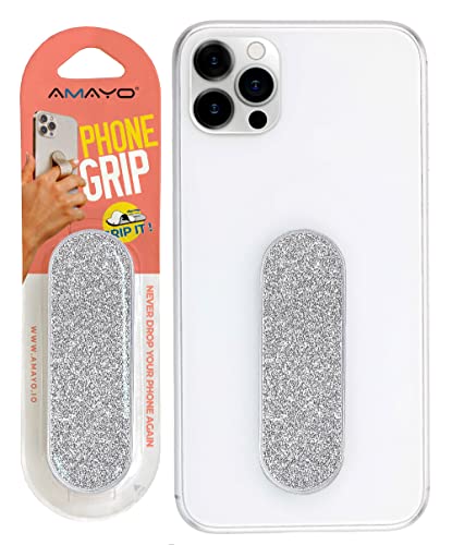 Amayo Grip - Das Original! Smartphone Fingerhalter - Handy Fingerhalterung Phone Grip Handy Halter Ständer Griff - Handy Halterung Handy Ring (Pearl Serie - Silber)