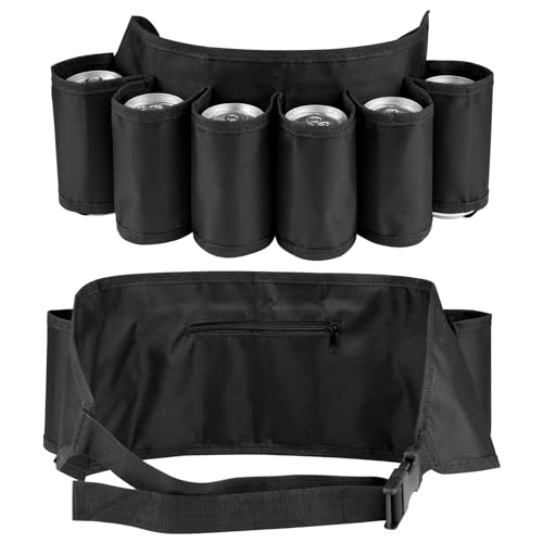 Biergürtel, Bierholster für 6 Bierflaschen oder Dosen, Portable Klopfer Gürtel, Verstellbarer Bierhalter Schnapsgürtel für Camping, Festival, JGA's, Männer Karneval Party