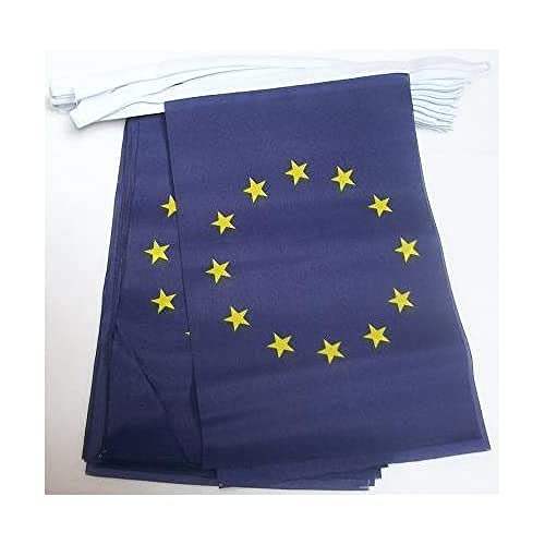 AZ FLAG FAHNENKETTE EUROPÄISCHE Union 6 Meter mit 20 flaggen 21x14cm - Europa Girlande Flaggenkette 14 x 21 cm