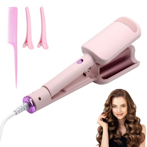 HASAIKA® Welleneisen Lockenstab, Welleneisen für Haare Beach Waves, 32mm Lockenstab Große Locken mit 4 Einstellbaren Temperaturen, Geeignet für alle Haartypen (Rosa)