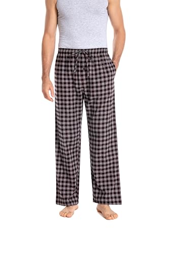 JTPW Herren 100% Baumwolle Flanell Bequeme Pyjama/Lounge Bottoms mit Taschen,Black Charcoal Plaid,L