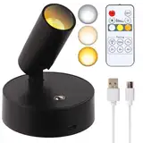 MIOBLUE USB Aufladbar LED Spots Akku mit Fernbedienung, 3 Farbtemperaturen, Dimmbar LED Spot Puck Leuchten, Kabellos Bilderleuchten LED mit Timing Funktion für Kunst, Pflanzen, Portraits, 1Pack