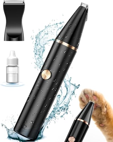 oneisall Pfotentrimmer für Hunde mit 2 Messerkopf, Paw Trim Pro dr Pfoten IPX7 Wasserdicht Hundepfoten Trimmer Leise Schermaschine Hund Katzen für Pfoten, Augen, Ohren, Gesicht, Körpe