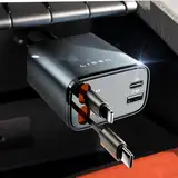 LISEN Einziehbares Auto Ladegerät Zigarettenanzünder USB C Auto zubehör 69W Schnellladegerät Handy KFZ Ladegerät Adapter Ladekabel Auto für iPhone 16 15 14 13 Pro Max iPad Samsung Pixel