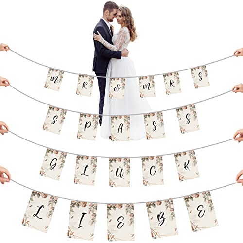 Girlande Hochzeit zum schneiden Just Married inkl. Schlaufe perfektes Hochzeitsgeschenk zum durchschreiten des Brautpaares Herz Hochzeitsspiel Braut & Bräutigam Deutsch oder Türkisch