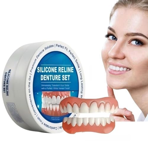 Xinshijie Silikon Reline Zahnersatz - Leichte Still-Zahnspangen, weiche Prothese Silikon Reline Kit, untere Zahnersatz für Männer und Frauen, ideal für Komfort und Schönheit