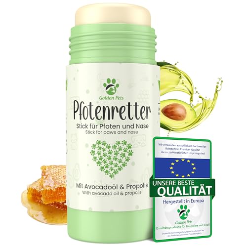 NEU! Pfotenbalsam, Nasenbalsam Hund & Katze als Stick, Rundum-Schutz 100% natürlich - Pfotensalbe, Pfotenpflegen, Pfotenschutz - Propolis & Avocadoöl, Golden Pets