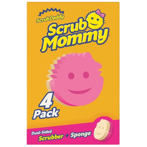 Scrub Daddy Scrub Mommy Putzschwamm, Topfreiniger Küchenschwämme, Putzmittel mit Texturveränderung, kratzfreier Spülschwamm, geruchsresistenter Smiley Schwamm, Geschirrschwamm - 4er Pack Assortiert