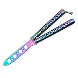 Lerkely Butterfly Trainer, Ungeschärfte Klinge Übungs Knife, Rainbow Messer, Butterfly Trainingsmesser für Balisong-Trainingsmesser AnfäNger-Der Flipping-Tricks üBt