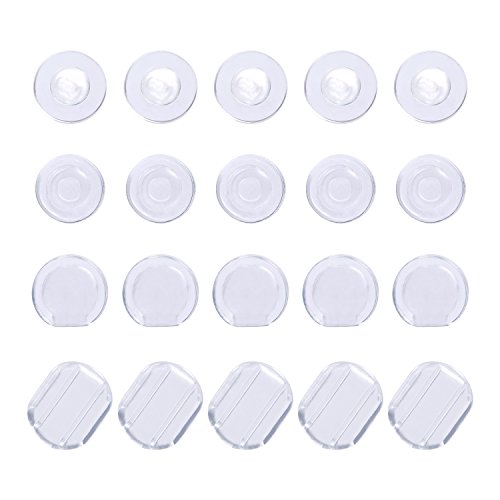 BBTO 100 Stück Ohrklemmer Ohrring Kissen Silikon Ohrring Rücken für Ohr Clip, 4 Formen, Klar
