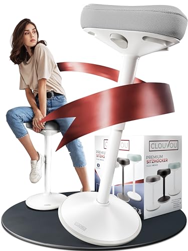 CLOUVOU Nexus Bürohocker ergonomisch [ORIGINAL] Stehhocker höhenverstellbar von 57cm bis 82cm - Ergonomischer Hocker Büro - Wackelhocker zur Stärkung des Rückens - Ergonomische Stehhilfe Büro