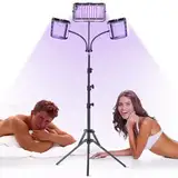 Ibtyzo Bräunungslampe Gesichtsbräuner Solarium für Zuhause - 22W Dreiköpfig Gesichtssolarium für Zuhause für Gesicht und Körper mit 144 LEDs Einstellbare Höhe und Winkel Solarien & Bräunungsgeräte