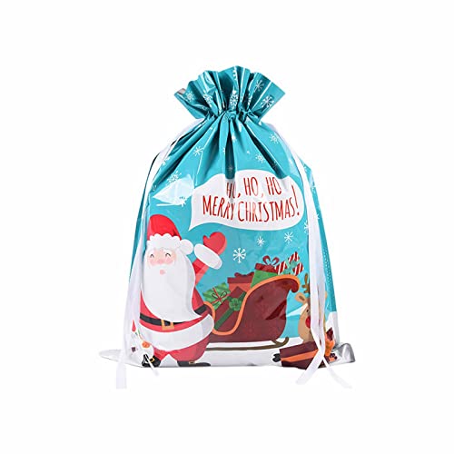 Wzxhew # Süße bedruckte Tasche mit Weihnachtsmann, Schneeflocke, Weihnachtsbaum, Kordelzug, Geschenktasche, Weihnachten, Aluminiumfolie, Tasche (T, Einheitsgröße)