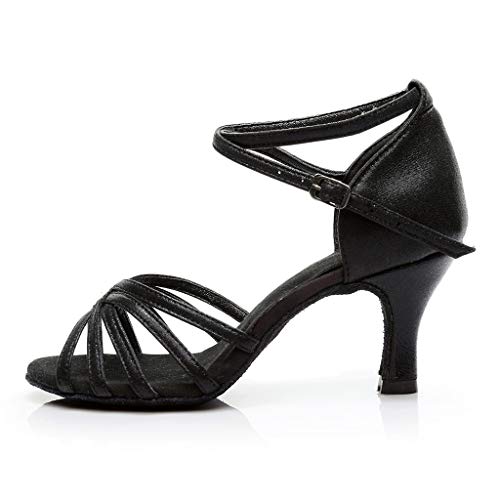 Lateinamerikanische Tanzschuhe für Damen, offener Zehenbereich, Ballsaal, Salsa, Tanz, Übungsschuhe, Damen, Samba, Tango, Tanz, Ballsaal, Praxis, Latein, Salsa, Tanzschuhe mit Schnalle, Schwarz , 34