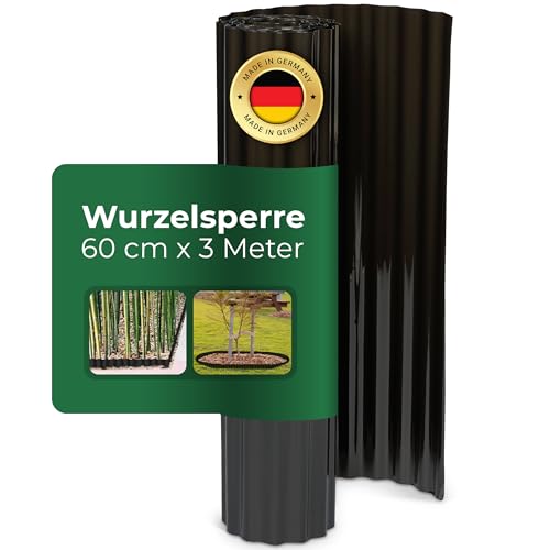 Novatool Wurzelsperre I 3,5 x 0,60 m I Schwarz I individuell formbar I Wurzelschutzbahn Rhizomsperre für Bambus Wurzelstopp Unkrautsperre Wurzelbarriere Rasenkante