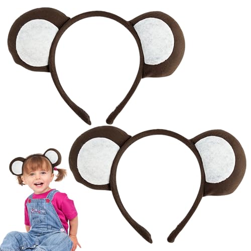 FUIPVGI 2-teiliges Stirnband mit Affenohren, Affenkostüm, Tierkostüm-Set, für Erwachsene und Kinder, zum Anziehen, Halloween, Bühnenauftritt, Karneval, Cosplay, Party (braun)