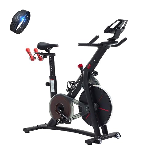 JASPORT Smart Indoor Speedbike S3 | leise Heimtrainer | Magnetbremssystem und kraftvoller Riemen | App mit Video on Demand Trainingskursen | Kinomap & Zwift kompatibel | inkl. Pulsgurt