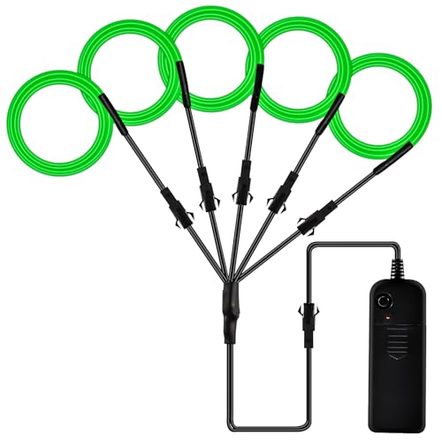 Joycabin EL Draht 5 x 1M Neon Beleuchtung Draht Lichtschlauch, Portable Neon leuchtende Wearable LED Lights für Partys, Karneval, Halloween, DIY Kostüm Dekoration (Grün)