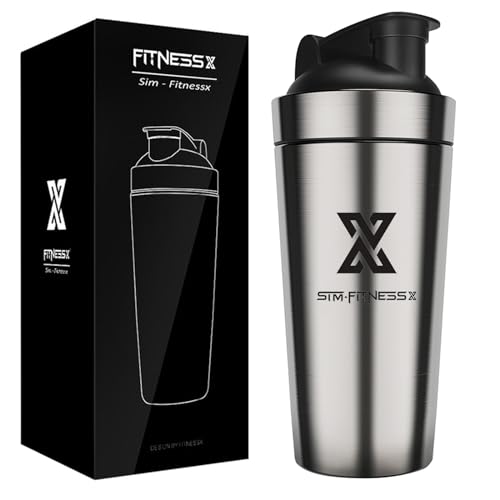 X SIM FITNESSX Shaker Edelstahl 700ml Sport Fitness c Shaker Yoga Gym Shaker Bottle Mixer (Edelstahl Shaker 700ML)