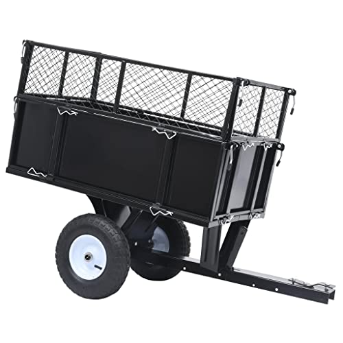 vidaXL Kippanhänger für Rasentraktor Garten Transportanhänger Gartenwagen Transportwagen Outdoor Rasenmäher Anhänger Kippbar 150 kg Last