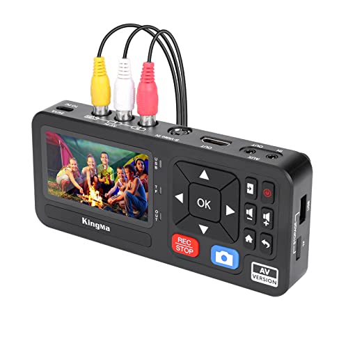 King Ma 3inch Video Grabber, 1080P 60FPS VHS Videorecorder Digitalisieren Capture von RCA, VCR, DVD, VHS Tapes, Hi8, Camcorders, Gaming-TF/SD/USB Storsage (AV)