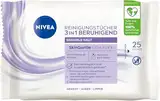 NIVEA Reinigungstücher 3in1 Beruhigend, parfüm- und alkoholfreie Abschminktücher für wasserfestes Make-Up, sanfte Gesichtsreinigung mit Glycerin für besonders sensible Haut (25 Stück)