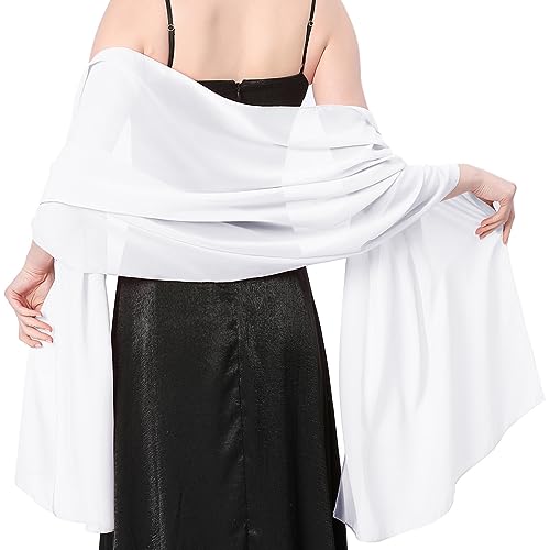 Stola Damen Halstuch Chiffon Sommer Schal Damen Festliche Stola für Abendkleid oder Brautkleid Hochzeit Scarf (Weiß)