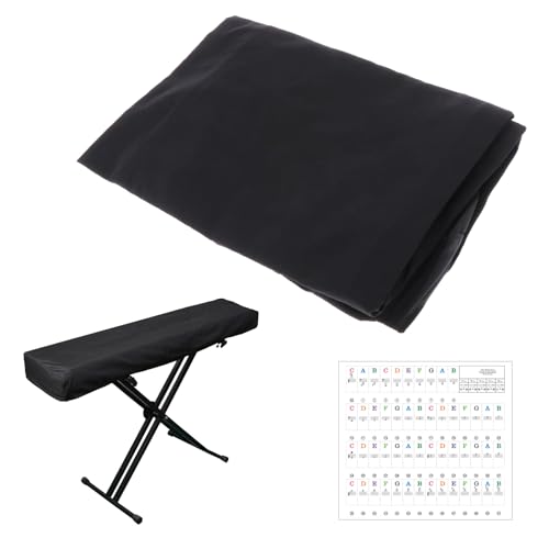 Klavierabdeckung 88 Tasten,Abdeckung für Klaviertastatur,Klaviertastatur-Staubschutz,E-Piano-Abdeckung,Staubdicht und Waschbar,mit Klaviertastenaufkleber,für 88 Tasten Klavier Elektronische,Schwarz