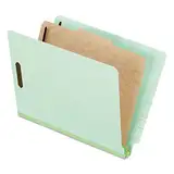 Pendaflex Pressboard End-Tab Classification Folders, Letter Size, 1 Divider, 1.75" Expansion, Light Green, Straight Cut, 10/BX (23214)