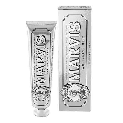 Marvis Whitening Mint Zahnpasta, 85 ml, Whitening Zahnpasta fördert eine natürliche Zahnaufhellung, Zahncreme entfernt Plaque & verleiht langanhaltende Frische