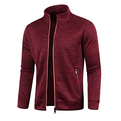 RUMAOZIA Herren Strickjacke Cardigan Feinstrick Sweatjacke mit Reißverschluss Herbst Lange/Kurze Gestrickt Freizeitjacke Bequeme Leichte Wintermantel Regular Fit Pullover Klassisch Sportjacke