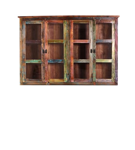 Dynamic24 Schrankaufsatz Riverboat Altholz Wohnzimmerschrank Schrank Aufsatz Vitrine