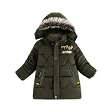 Guqmjde Jungen Winterjacke Kinder Daunenjacke Coole Wintermantel Reißverschluss Mantel Jacken Puffer Jacket Casual Daunenmante Kapuzenjacke Thermojacke Outdoorjacke Angebote Armeegrün, 9–10 Jahre