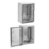 Schaltschrank 300 x 400 x 165 mm Sichttür IP65 verzinkter Montageplatte Verriegelung Industriegehäuse Transparent Tür mit umlaufender Dichtung Leergehäuse ABS Kunststoff Gehäuse Schrank