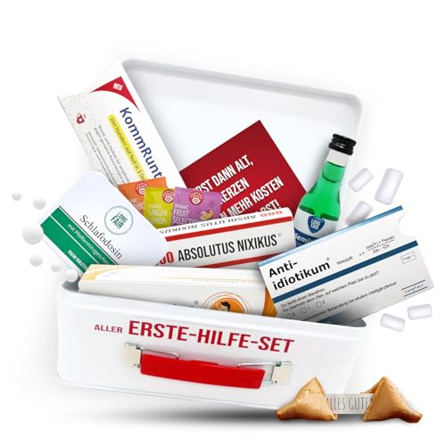 Longfair Geburtstag Geschenk | Aller-Erste Hilfe Set Geschenkbox, witziger Sanikasten | Das Original | Spaßgeschenk (ohne Altersangabe)