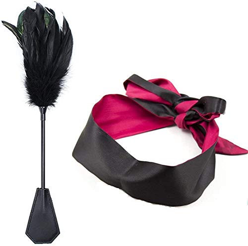 Deluxe Federkitzler, Liebes Feder Leder Flogger Peitsche Bondage Paddel Set Bettfesseln Sexspielzeug mit Augenbinde Augenmaske