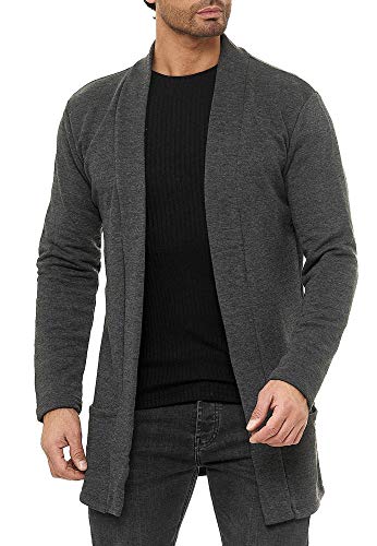 Redbridge Cardgigan für Herren Jacke Sweat-Jacke Sakko Long Cut Anthrazit L