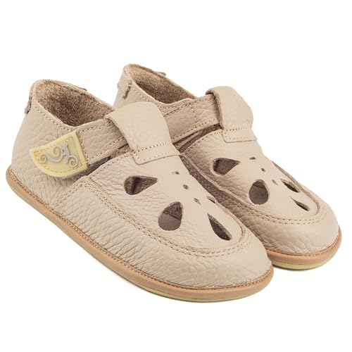 Magical Shoes Weiche Kinderschuhe, Kinder, Barfußschuhe, Sandalen, Krabbelschuhe-Baby, rutschfeste Hausschuhe, Outdoor, Leder, Gr. 20, Coco, Beige