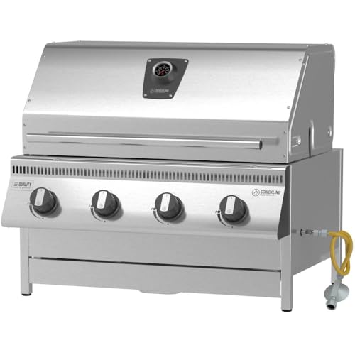 Einbau Gasgrill "Hermann XL - Classic" Einbaugrill mit Deckel für Outdoor Küche Grillküche – Gasgrill 100% aus Edelstahl – Fettwanne mit Frontauszug – 4x5kW Brenner – Made in Germany