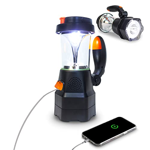 SELBST-SICHER 4in1 LED Laterne aufladbar | Notfallradio | Powerbank | Handyladegerät | SOS-Sirene | optimal bei Stromausfall, Blackout, Camping und Freizeit