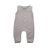 Xmiral Infant Baby Jungen Mädchen Weste Strampler Unisex Einfarbig Ärmellose Knöpfe Overall Plissee Baumwollmischung Bodys Playsuit(a Grau,18-24 Monate)
